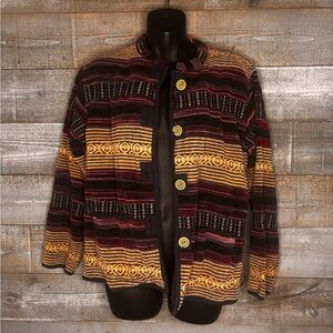 Dressbarn art to wear multicolor Patterned button up tapestry boho cotton Jacket